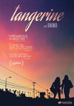 Tangerine box cover featuring silhouette of two women on sunset background