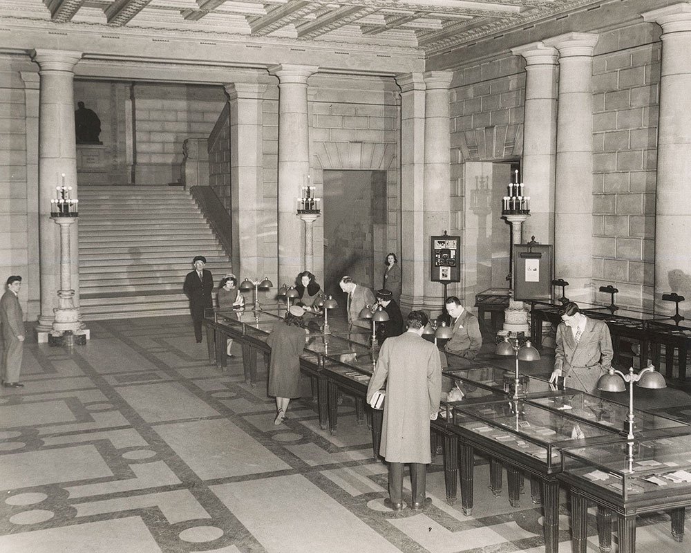 Exhibition of children's books from the Rosenbach Collection in the Main Entrance Hall of the Central Library of the Free Library of Philadelphia, 1947