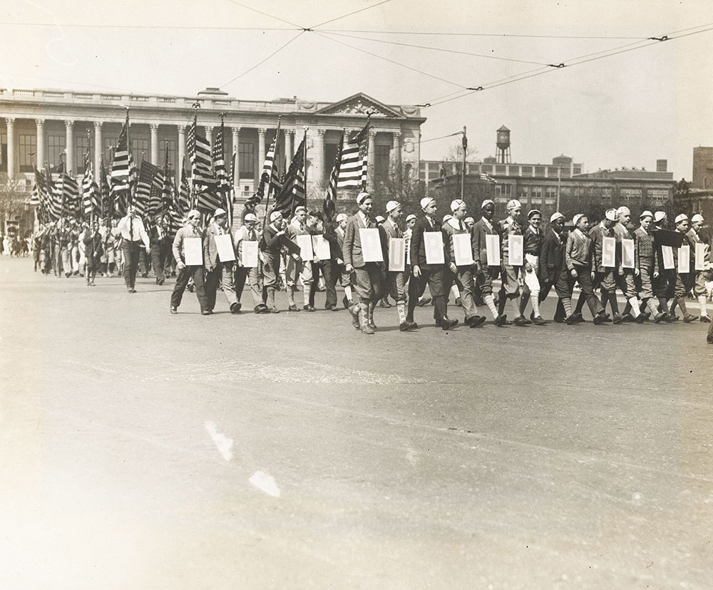 10,000 boys marched down the Parkway to celebrate Boy Week, May 4, 1930