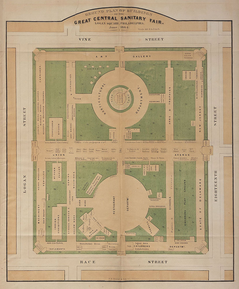 Ground plan of buildings of the Great Central Sanitary Fair, Logan Square, June 1864