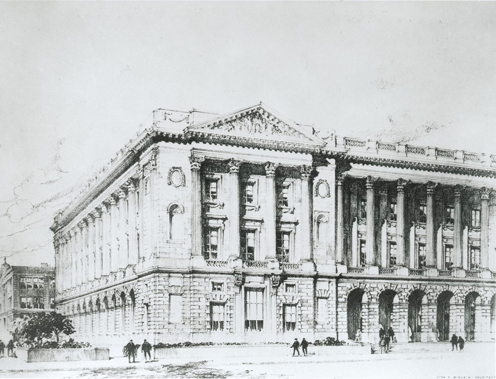 Municipal Court from the southwest, by John T. Windrim