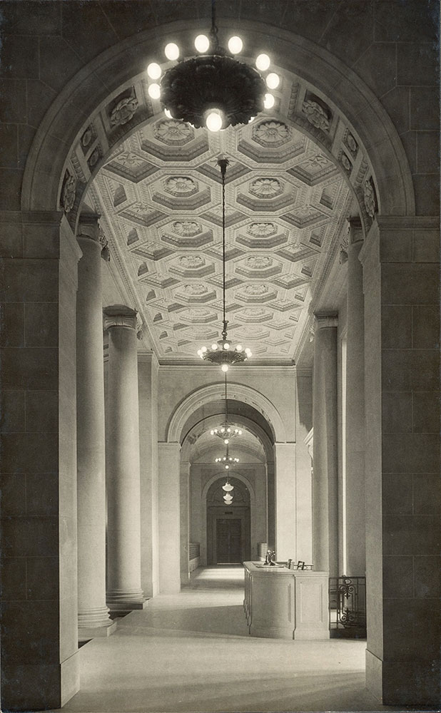 Stair Hall on the second floor landing of the Central Library of the Free Library of Philadelphia