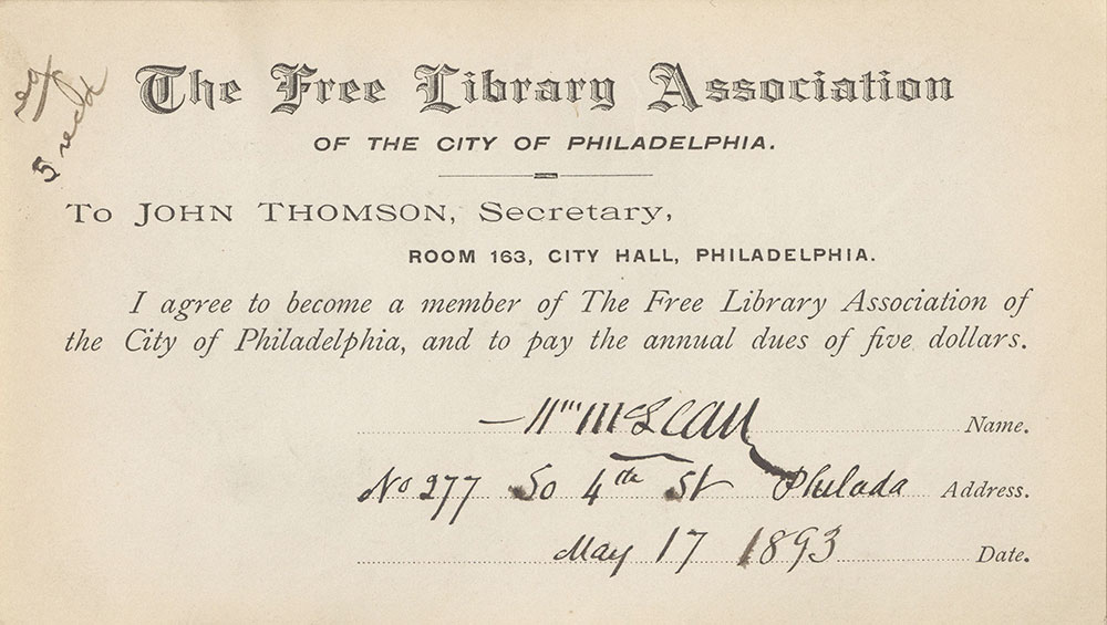 Library card of Wm. McLean