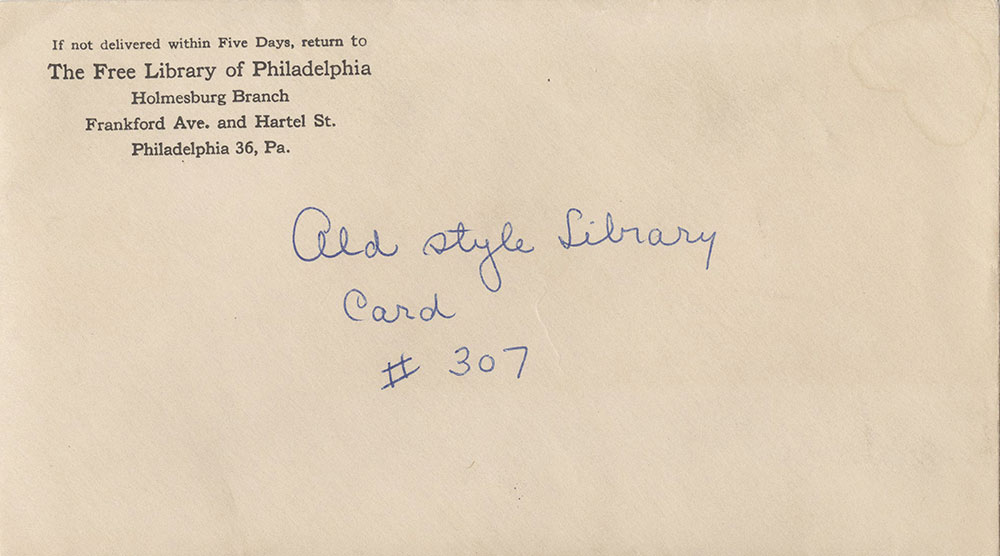 Historic Library Card Envelope
