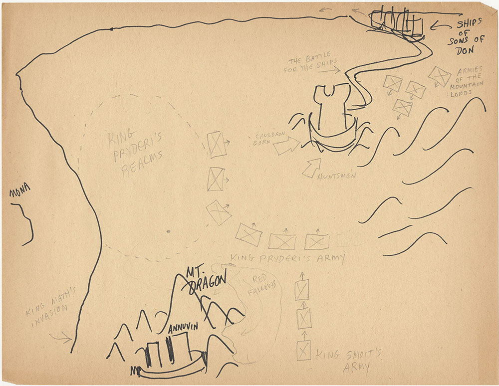 Close-up map of Prydain, for The High King