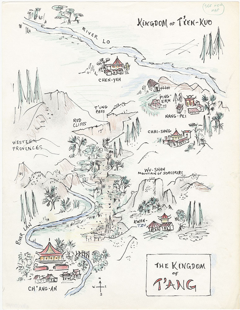 Color map of Kingdom of T'ang, for The Remarkable Journey of Prince Jen
