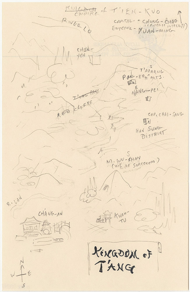 Earliest version of map of Kingdom of T'ang, for The Remarkable Journey of Prince Jen