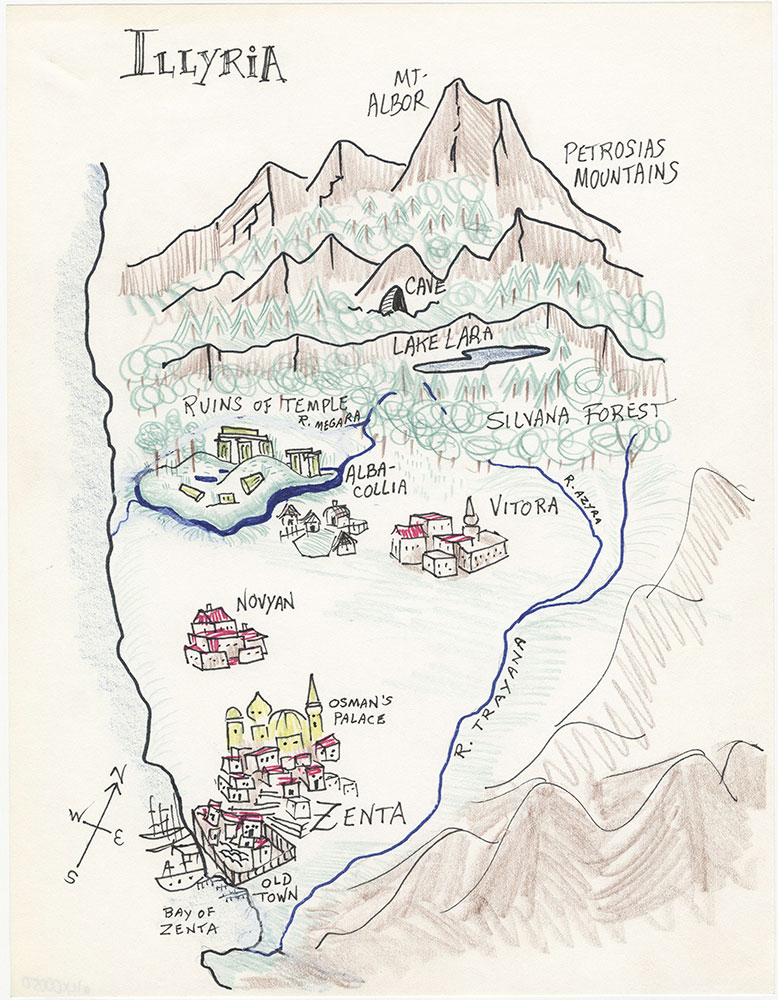 Later version of color map of Illyria, for The Illyrian Adventure