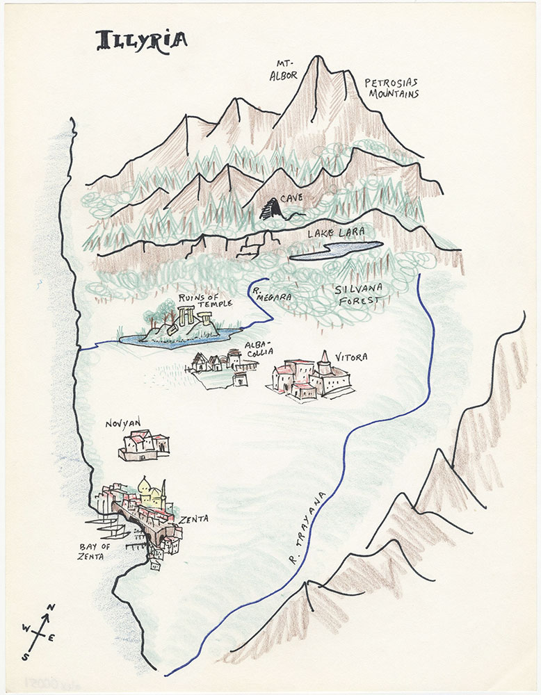 Earlier version of color map of Illyria, for The Illyrian Adventure