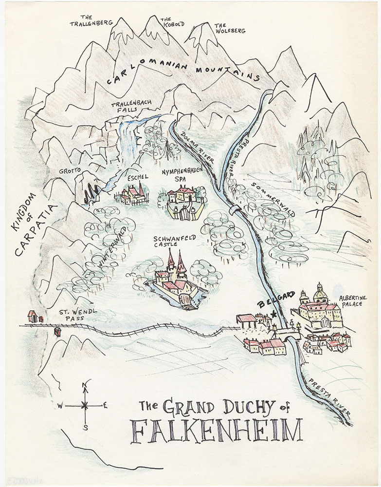 Earlier version of map of the Grand Duchy of Falkenheim, for The Drackenberg Adventure