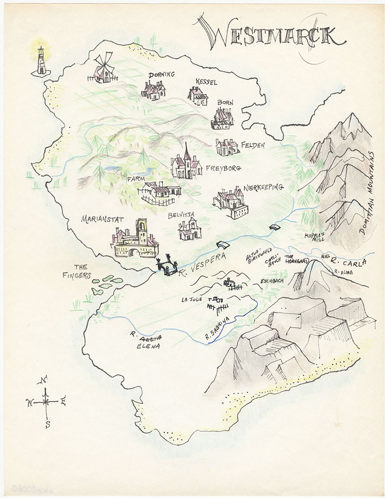 Earlier version of map of Westmark, for The Kestral