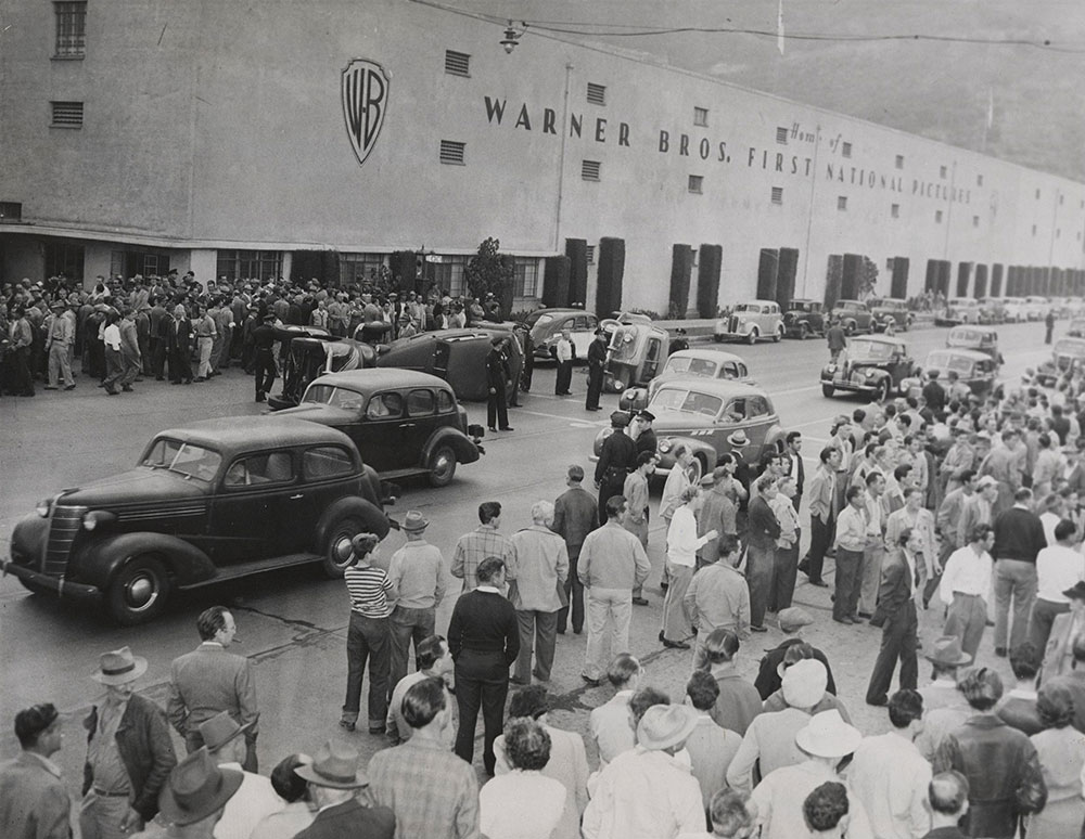 Warner Brothers Strike 1945 - Overturned Cars