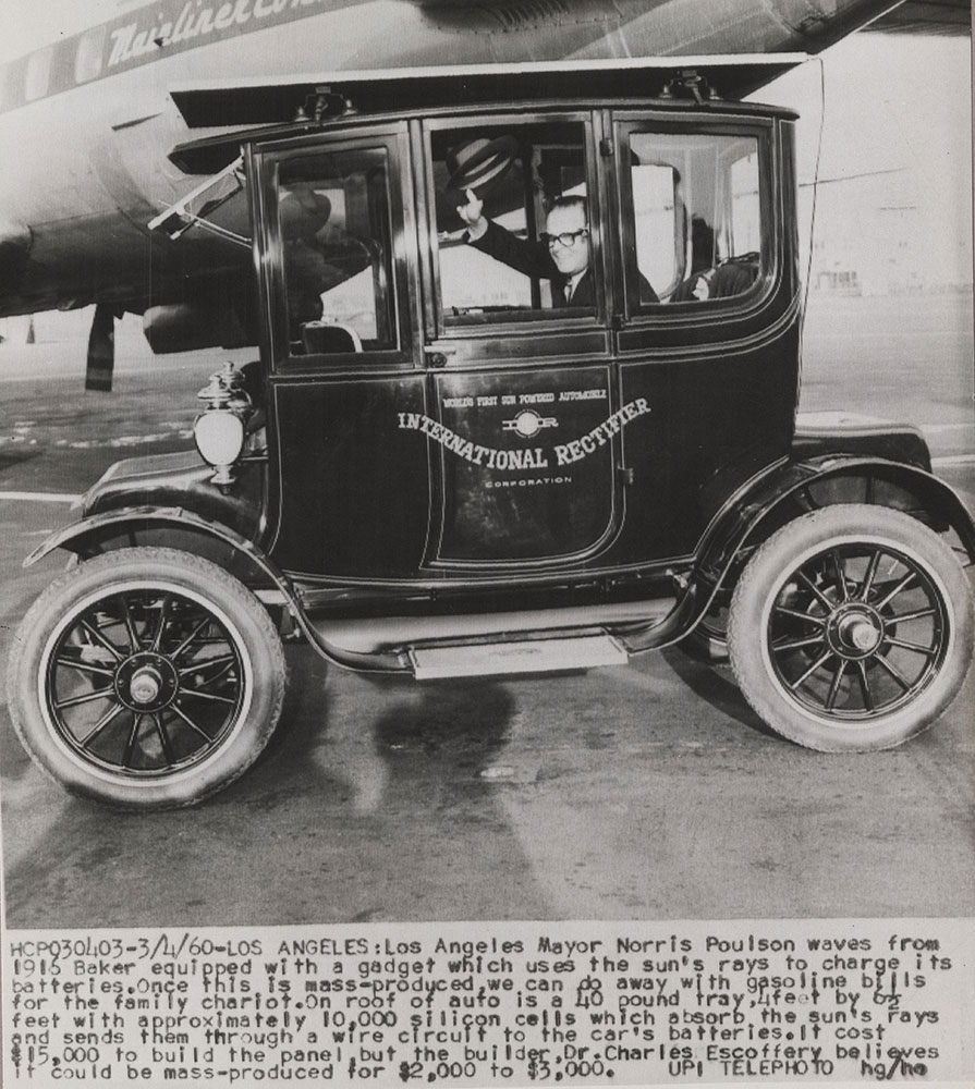 Baker Electric-1915 equipped as sun-powered vehicle, 1960
