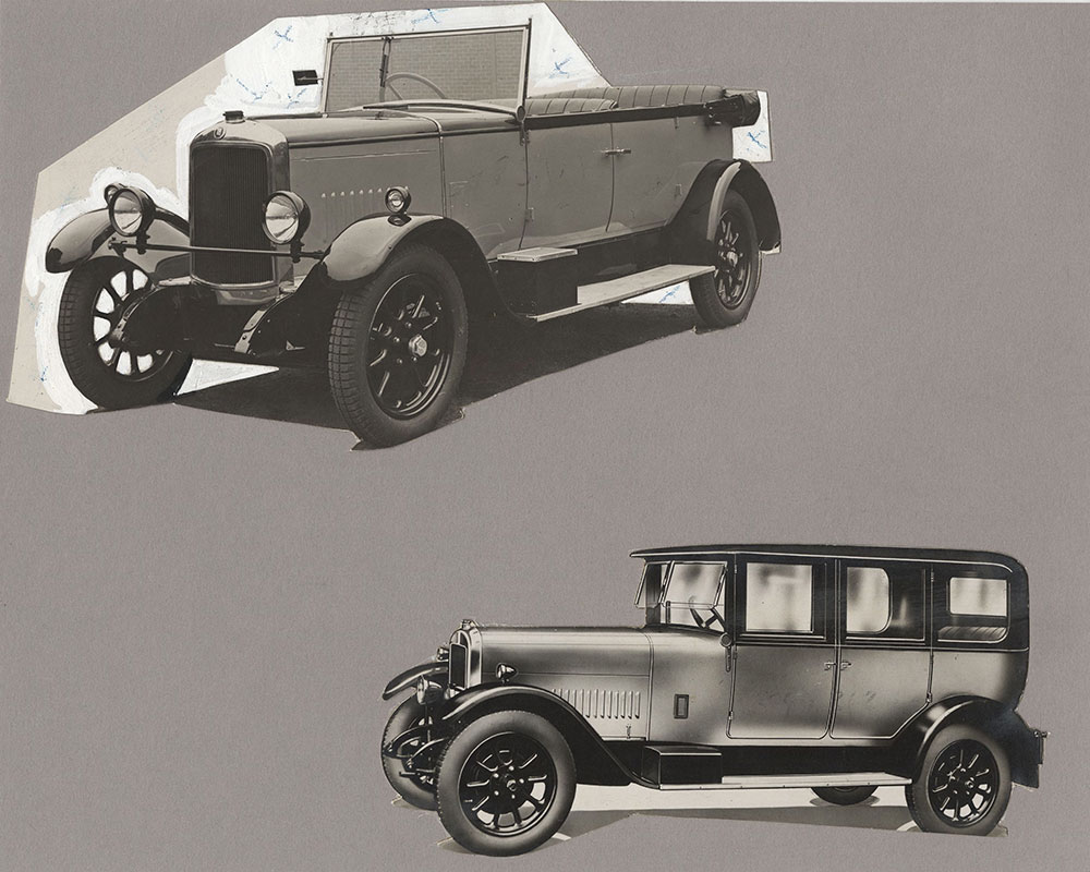 (1) New 14-40 hp Bean with phaeton-1928 (2) Bean Six Sedan-1928