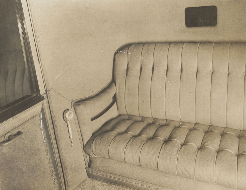 Brewster- interior, rear compartment, with pockets under arm rest