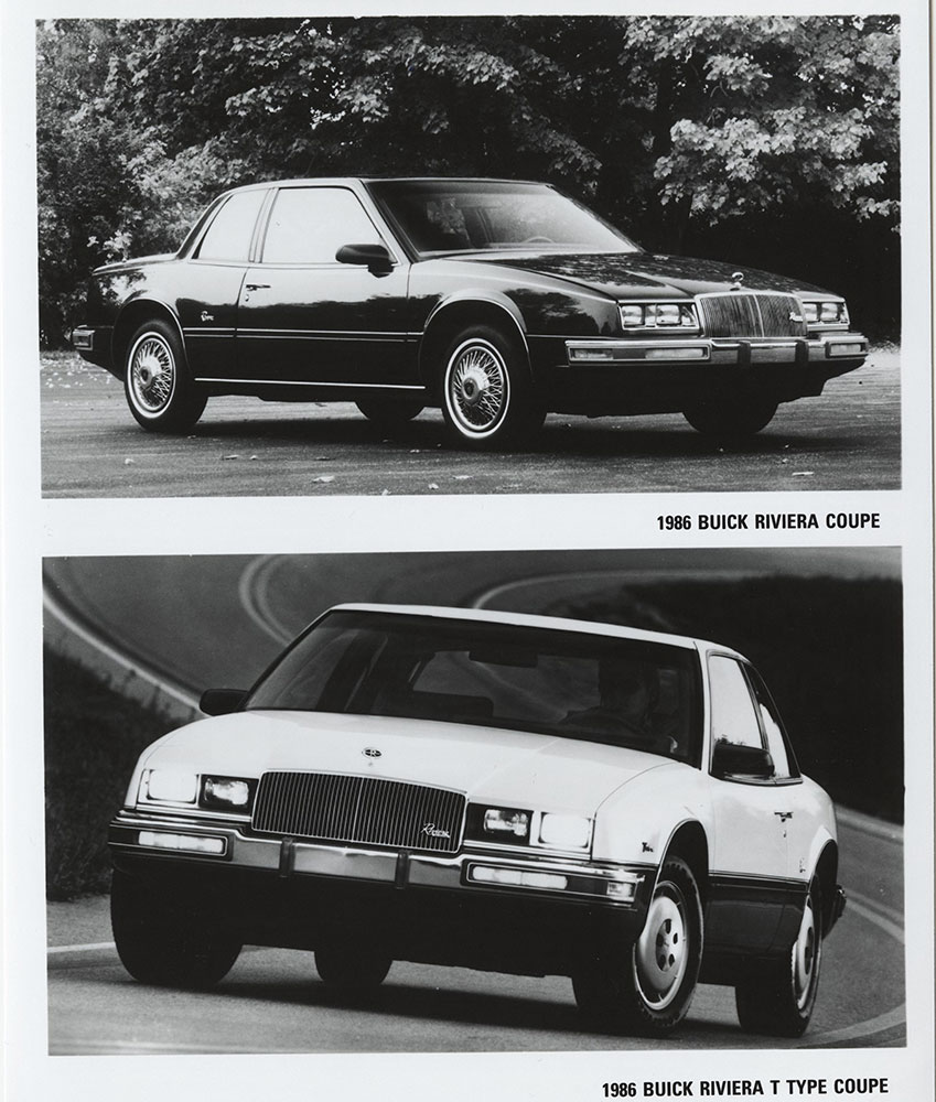 Buick Riviera Coupe (top) Riviera Type T Coupe (bottom) 1986