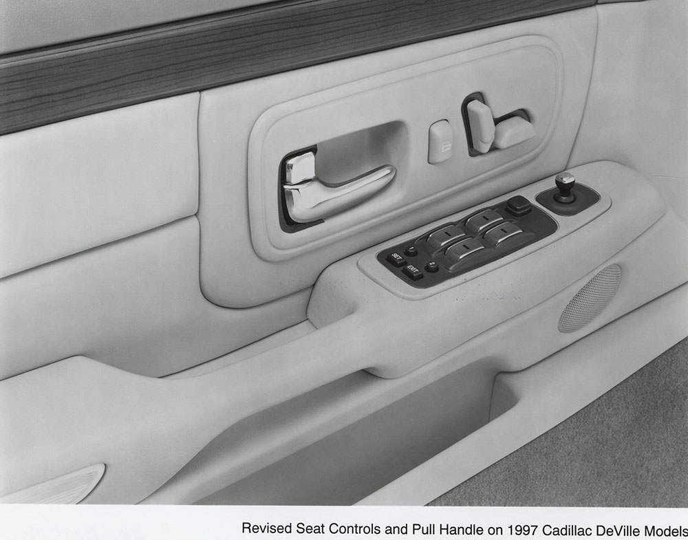 Revised Seat Controls and Pull Handle on 1997 Cadillac DeVille Models