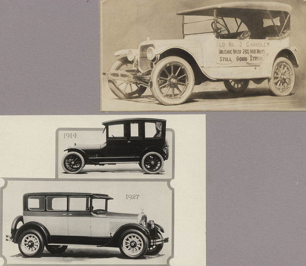 Chandler - Promotional Vehicle (top) & Chandler Sedans - 1914 and 1927 models (bottom)