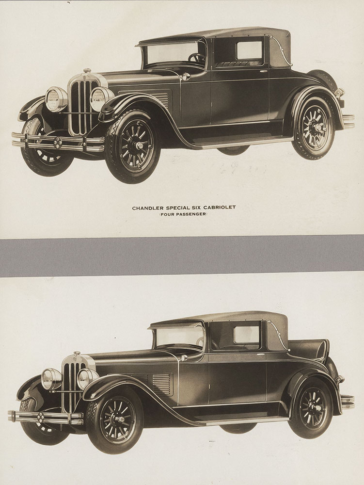 Chandler - 1928 Special Six Cabriolet 4 passengers (top) & Royal Eight Cabriolet (bottom)
