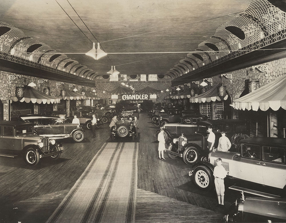 Chandler - 1927 different models, automobile showroom