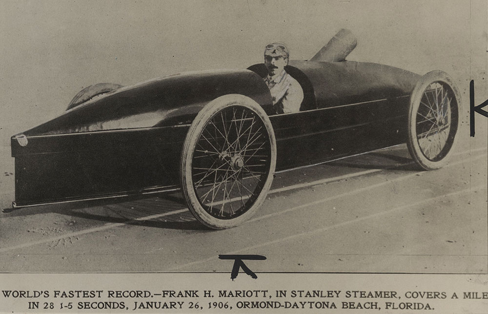 Stanley - 1906 Stanley steamer racing car: Frank Mariott, Ormond-Daytona Beach, Florida