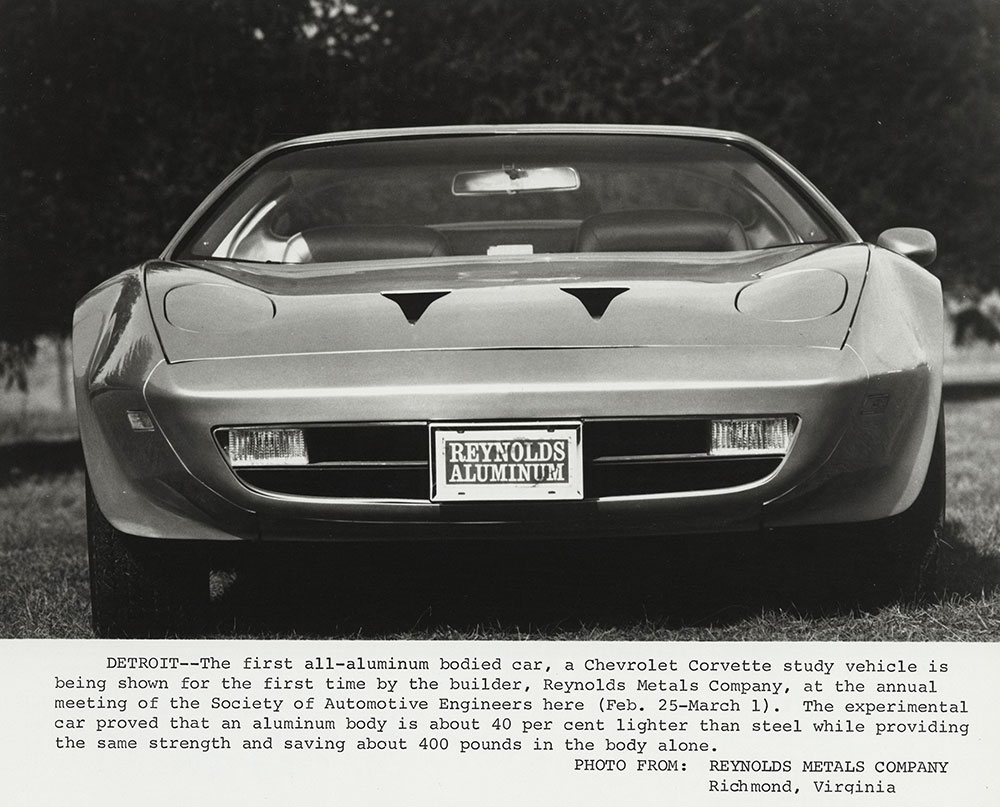 Chevrolet - 1974 - Corvette, all-aluminum body by Reynolds Metal Company: front view