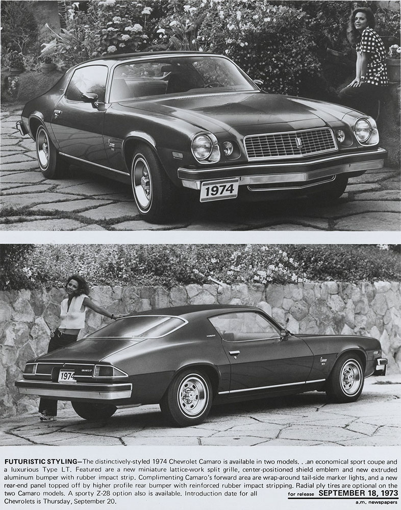 Chevrolet - 1974 - Camaro (top) front three quarter view (bottom) rear three quarter view