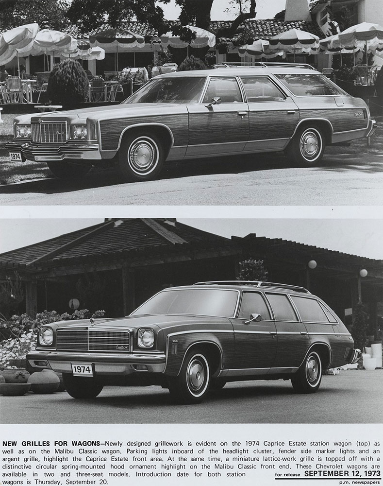 Chevrolet - 1974 - (top) Caprice Estate station wagon (bottom) Malibu Classic wagon