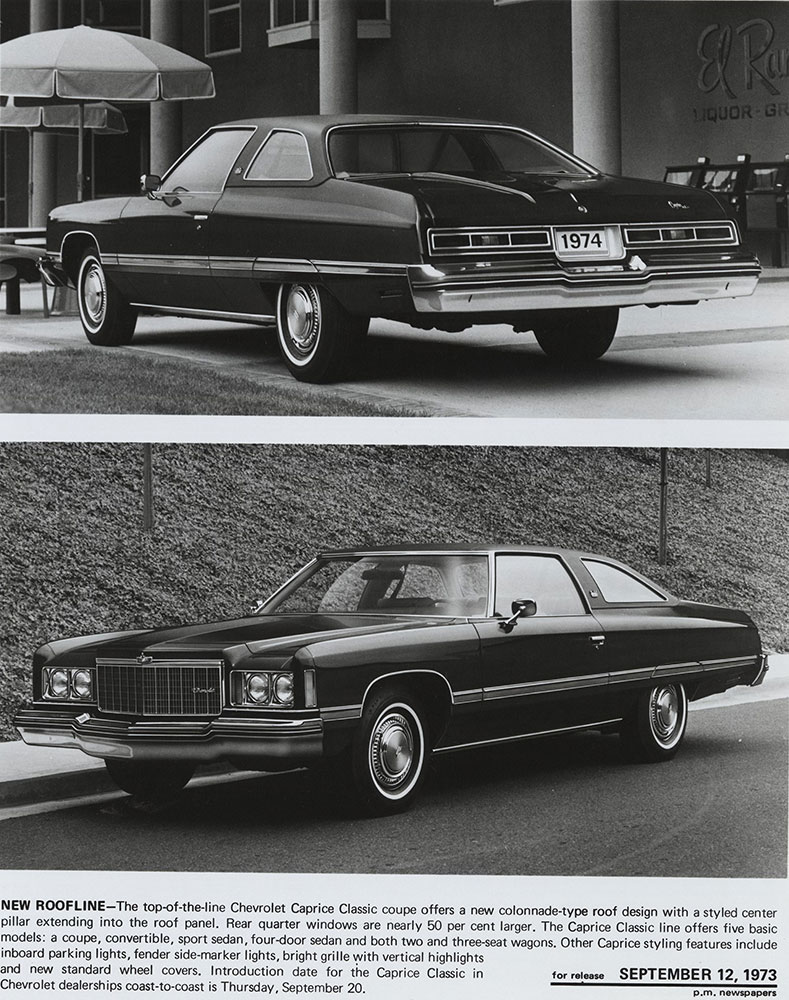 Chevrolet - 1974 - Caprice Classic Coupe (top) rear three quarter view (bottom) front three quarter view