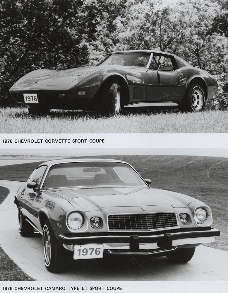 Chevrolet - 1976 - (top) Corvette Sport Coupe (bottom) Camaro Type LT Sport Coupe