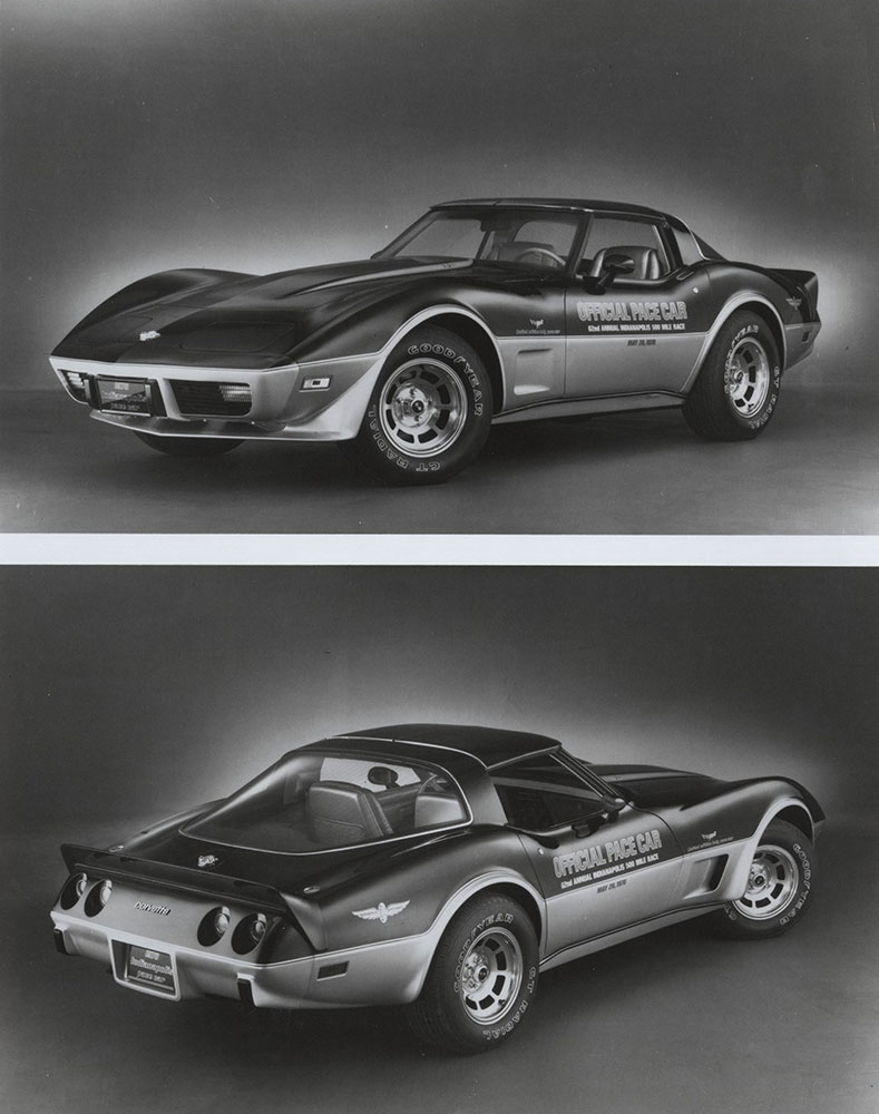 Chevrolet - 1978 - Corvette: Limited Edition Official Indianapolis 500 Pace Car (top) front three quarter view (bottom) rear three quarter view