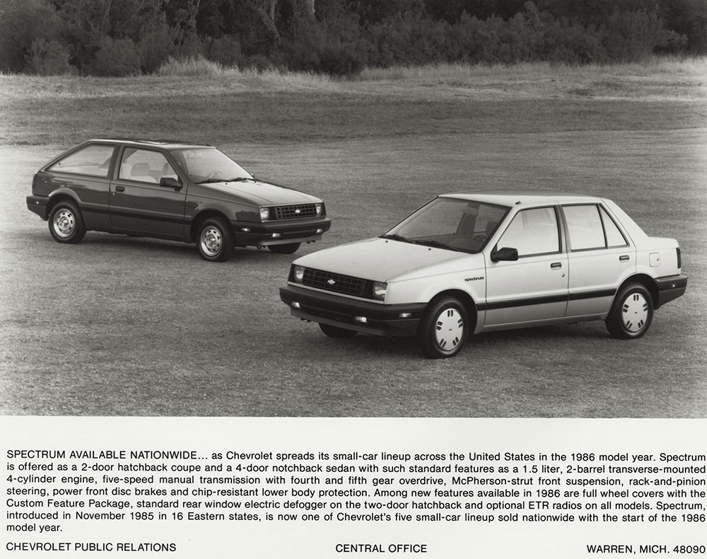 Chevrolet - 1986 - Spectrum, at back 2-door hatchback coupe, front 4-door sedan