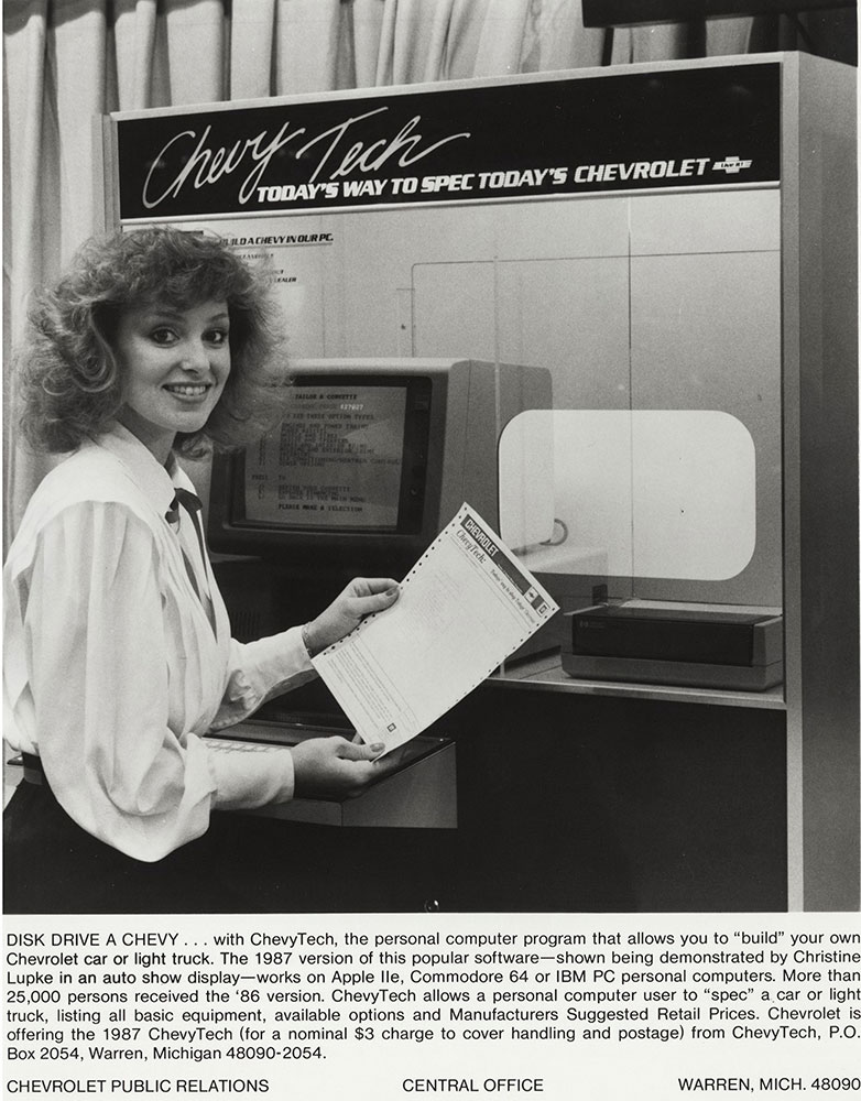 Chevrolet - 1987 - ChevyTech, a PC program that allowed customers to 'spec' a car or light truck
