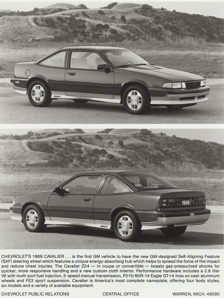 Chevrolet - 1989 - Cavalier Z24 coupe (top) front three quarter veiw (bottom) rear three quarter view