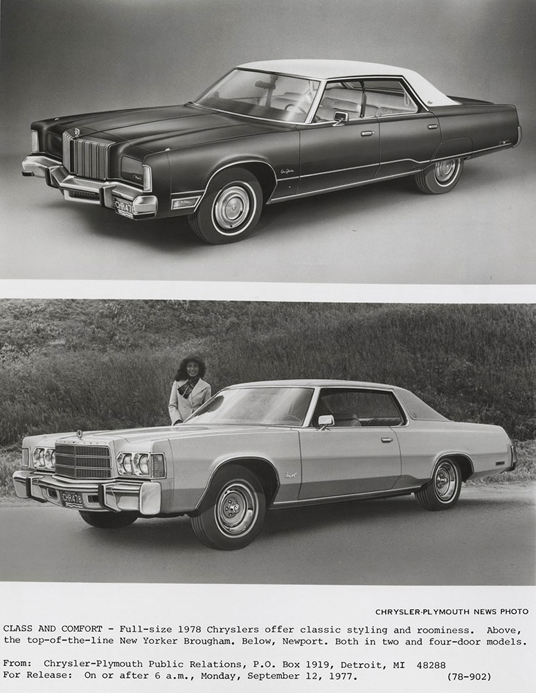 Chrysler New Yorker Brougham (top); Newport (bottom).