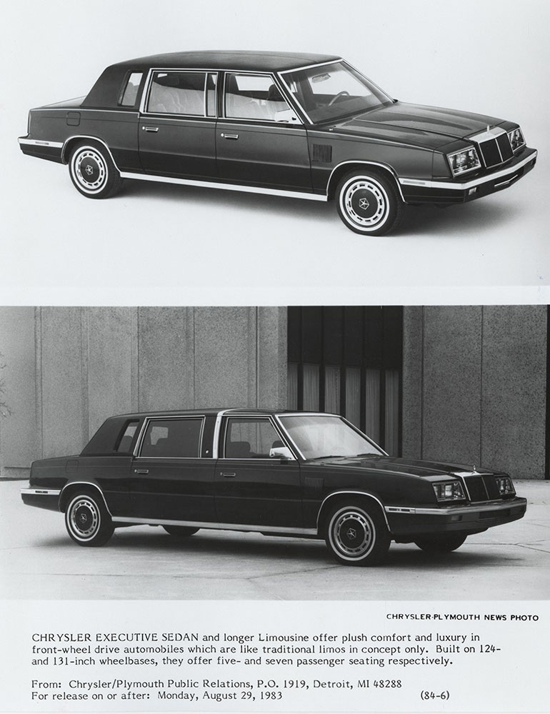 Chrysler Executive Sedan (top); Limousine (bottom)
