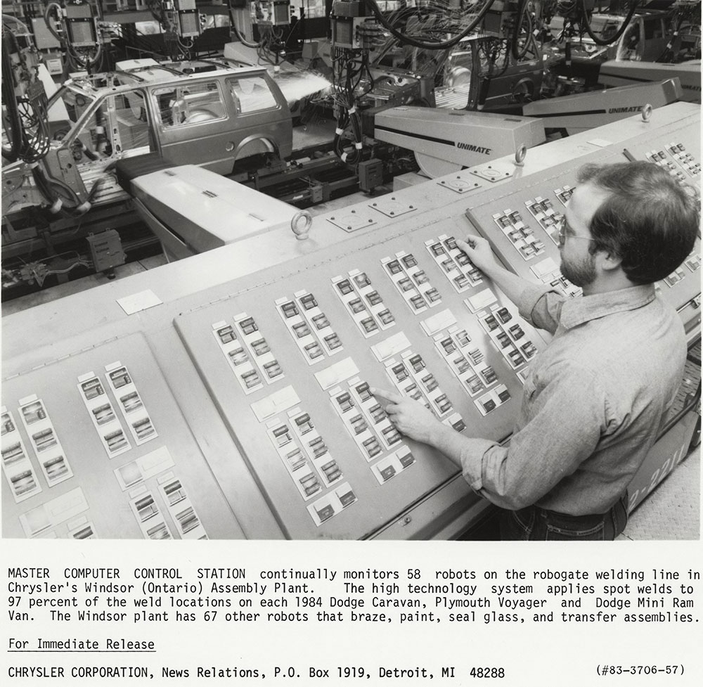 Master Computer Control Station in Chrysler's Windsor (Ontario) Assembly Plant.