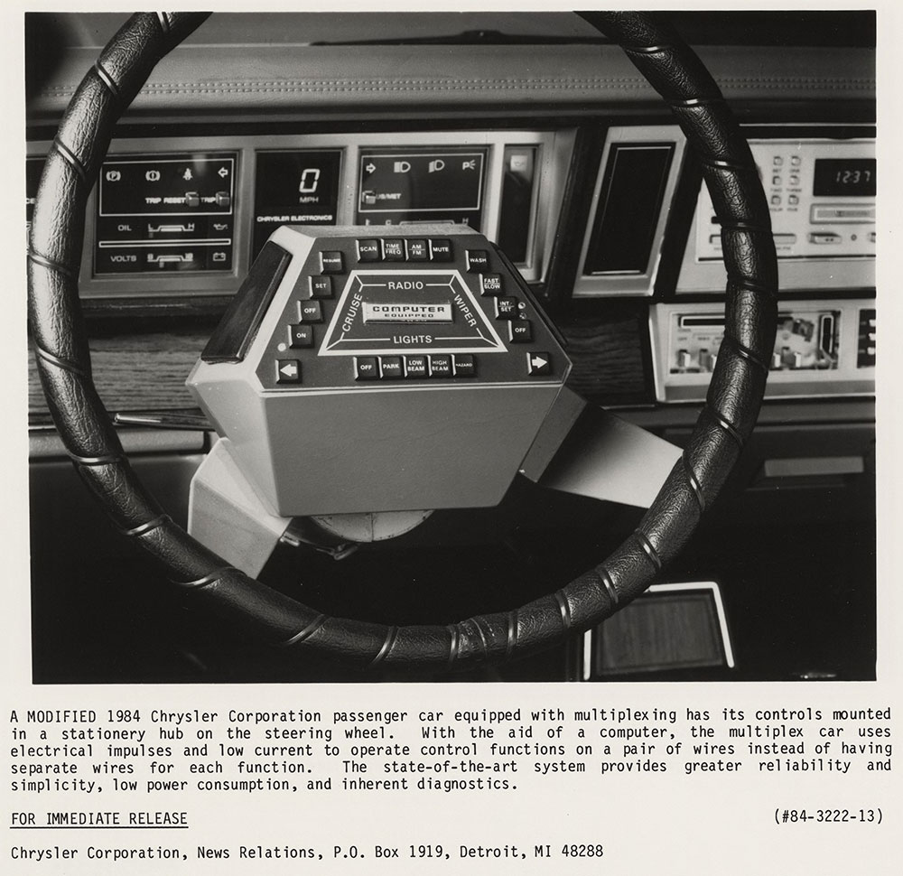 1984 Chrysler Corporation passanger car steering wheel.