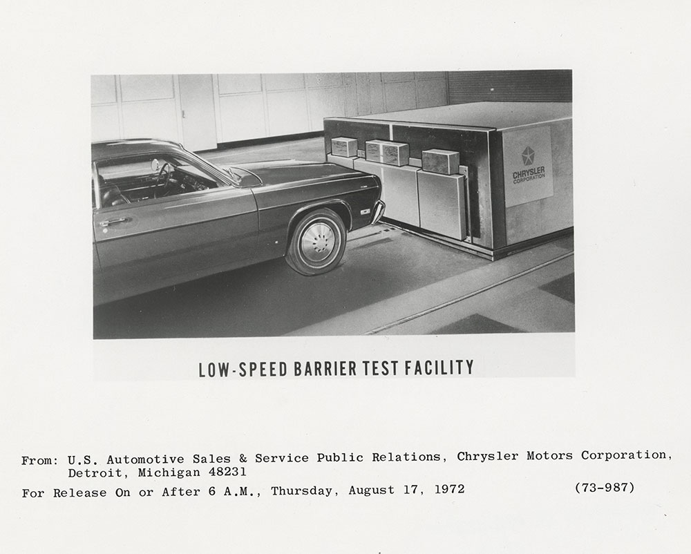 Chrysler- Low- speed barrier test facility.