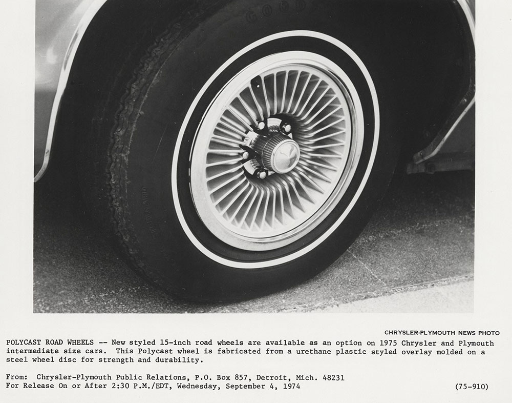 Chrysler- Polycast road wheels.