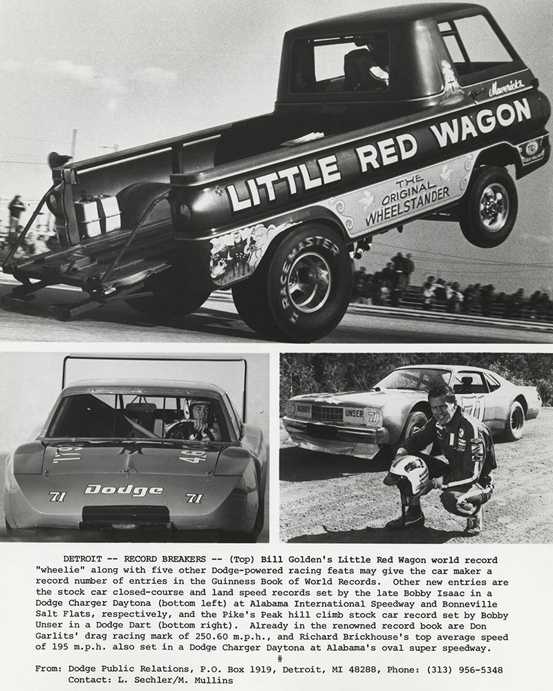 Top: Little Red Wagon; Bottom Left: 71 Dodge; Bottom Right: Bobby Unser
