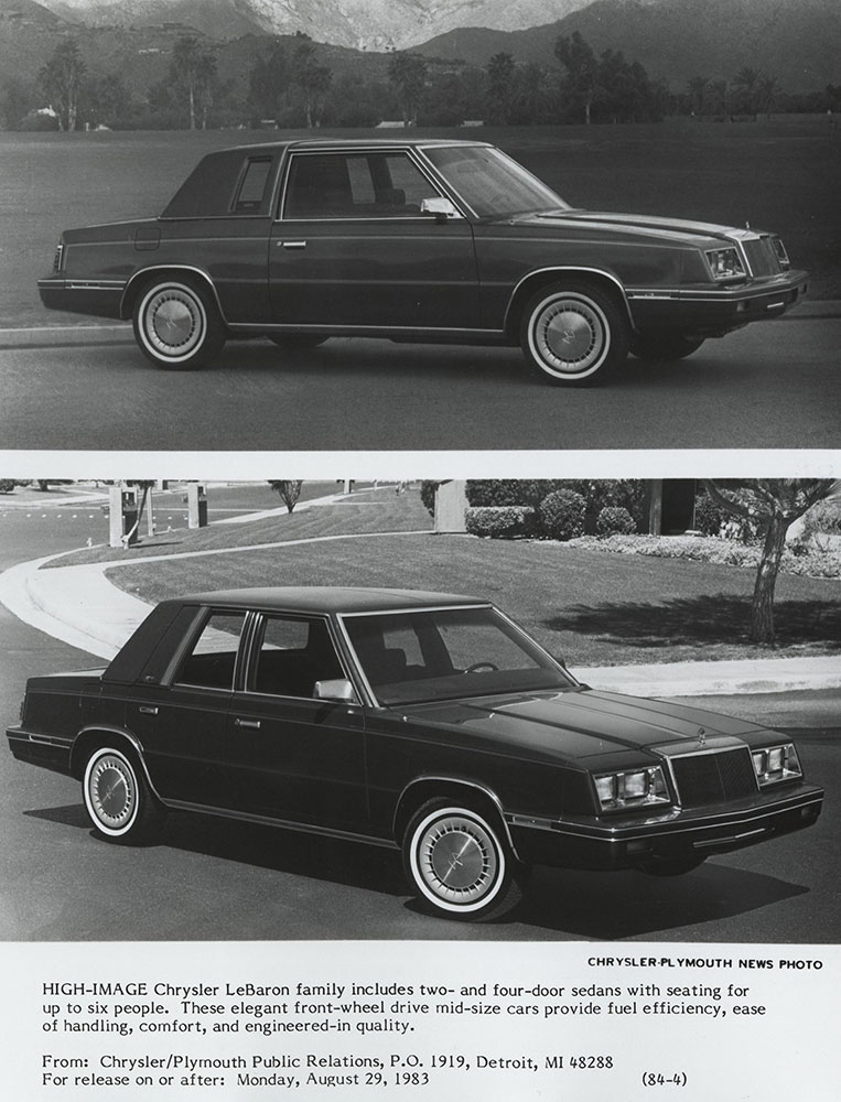 Chrysler LeBaron family includes two- and four-door sedans.