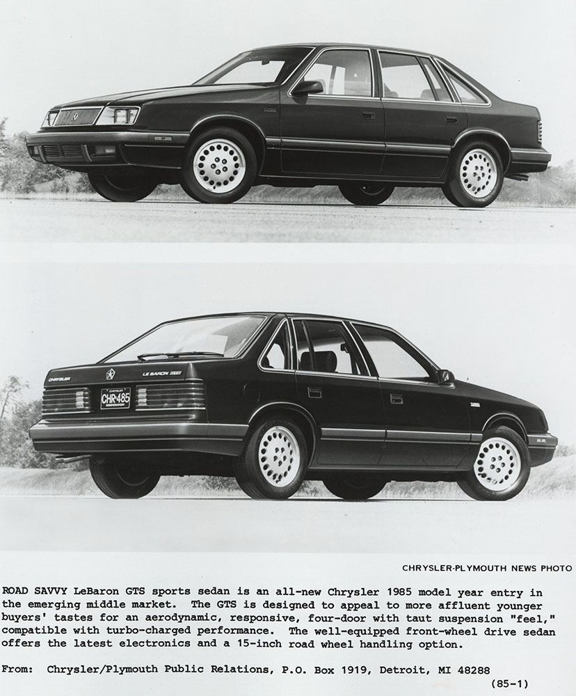 Chrysler's 1985 LeBaron GTS sports sedan.