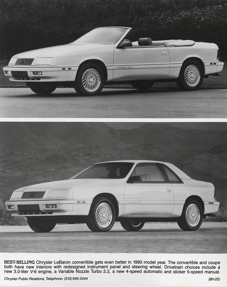 Chrysler LeBaron convertible (top). Chrysler LeBaron coupe (bottom).