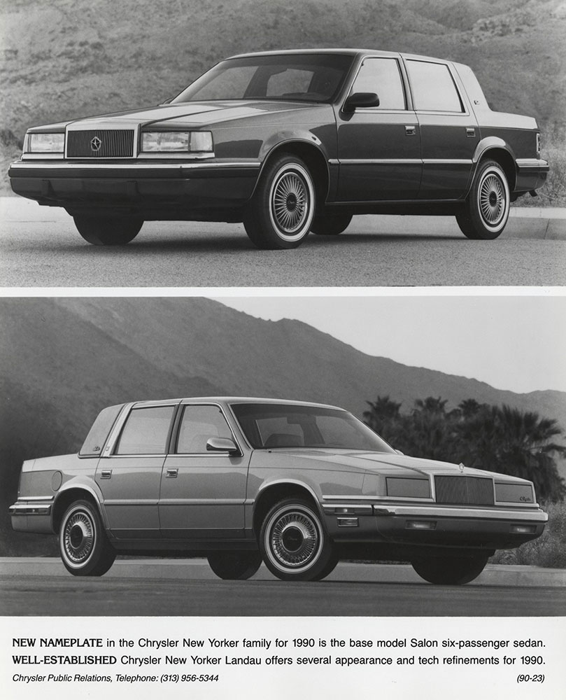 Chrysler New Yorker Salon sedan (top). Chrysler New Yorker Landau (bottom).