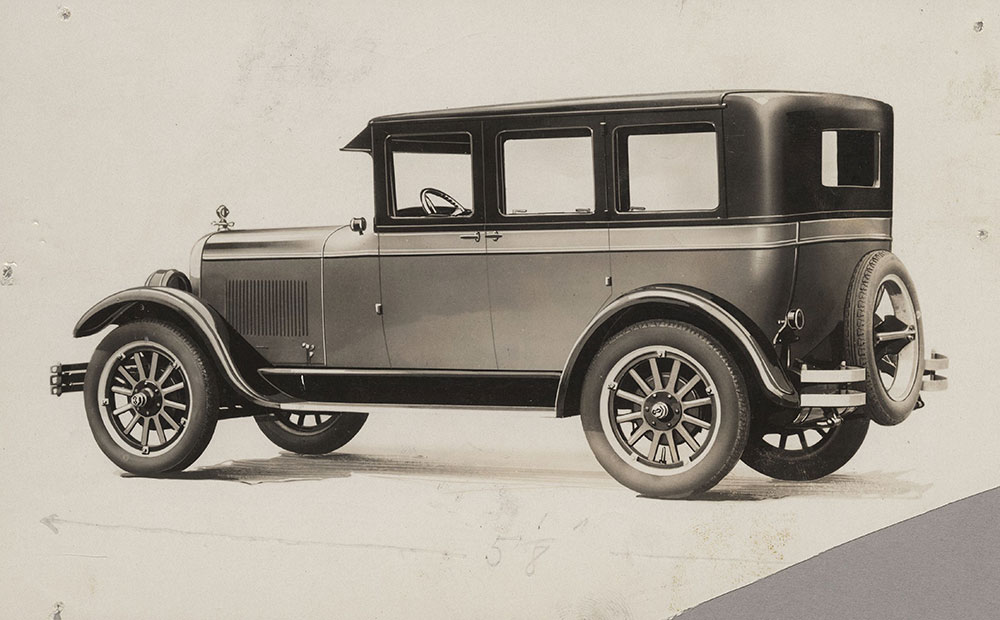 Cleveland Series deluxe sedan finished in two-tone gray with broadcloth upholstery to match - 1926.