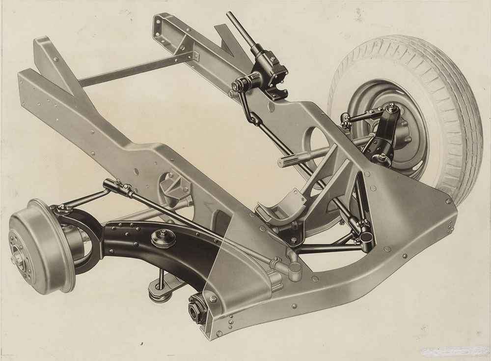 Cord, front frame and axle - 1936