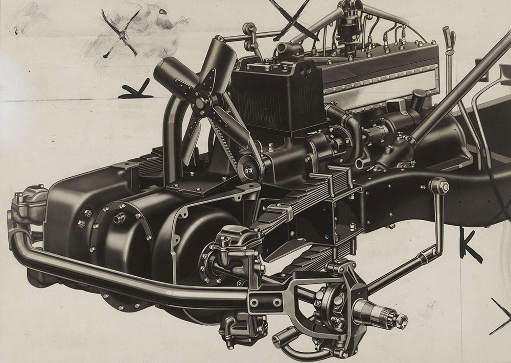 Cord, front axle and engine assembly - 1931