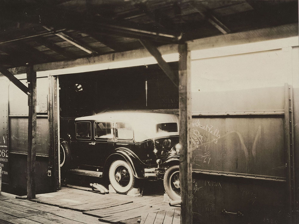 Cord- 1930. Cord front drive loaded in freight car ready for shipment to western distributor.