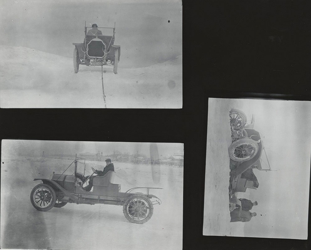 Cunningham, 1912, Model JH, Chassis Testing at Ontario Beach Park, Feb. 15-25, 1912. Photos taken by Howard Gardner. Cunningham Draftsmen.